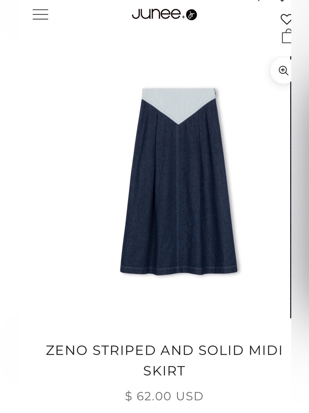 Vibe Navy Midi Skirt with Light Blue Striped Waist